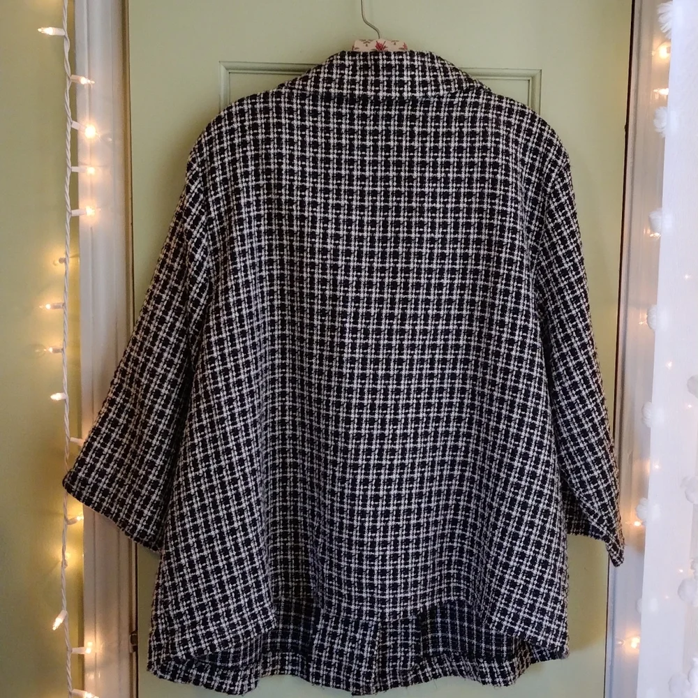 Women's Avenue 22/24 blouse jacket classic blk wht texture tweed - Picture 7 of 7